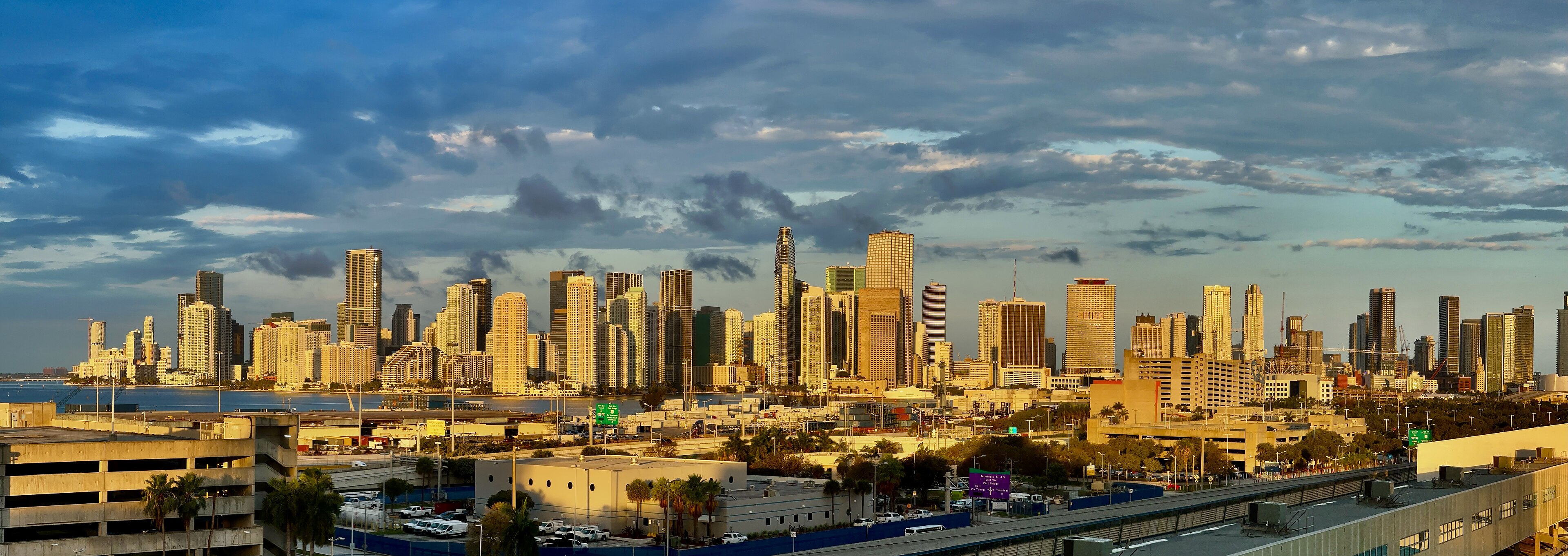 Miami skyline from an arriving cruise ship, April 2025